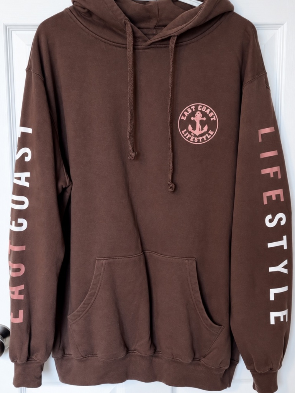 East Coast Lifestyle Brown Logo Pullover Hoodie